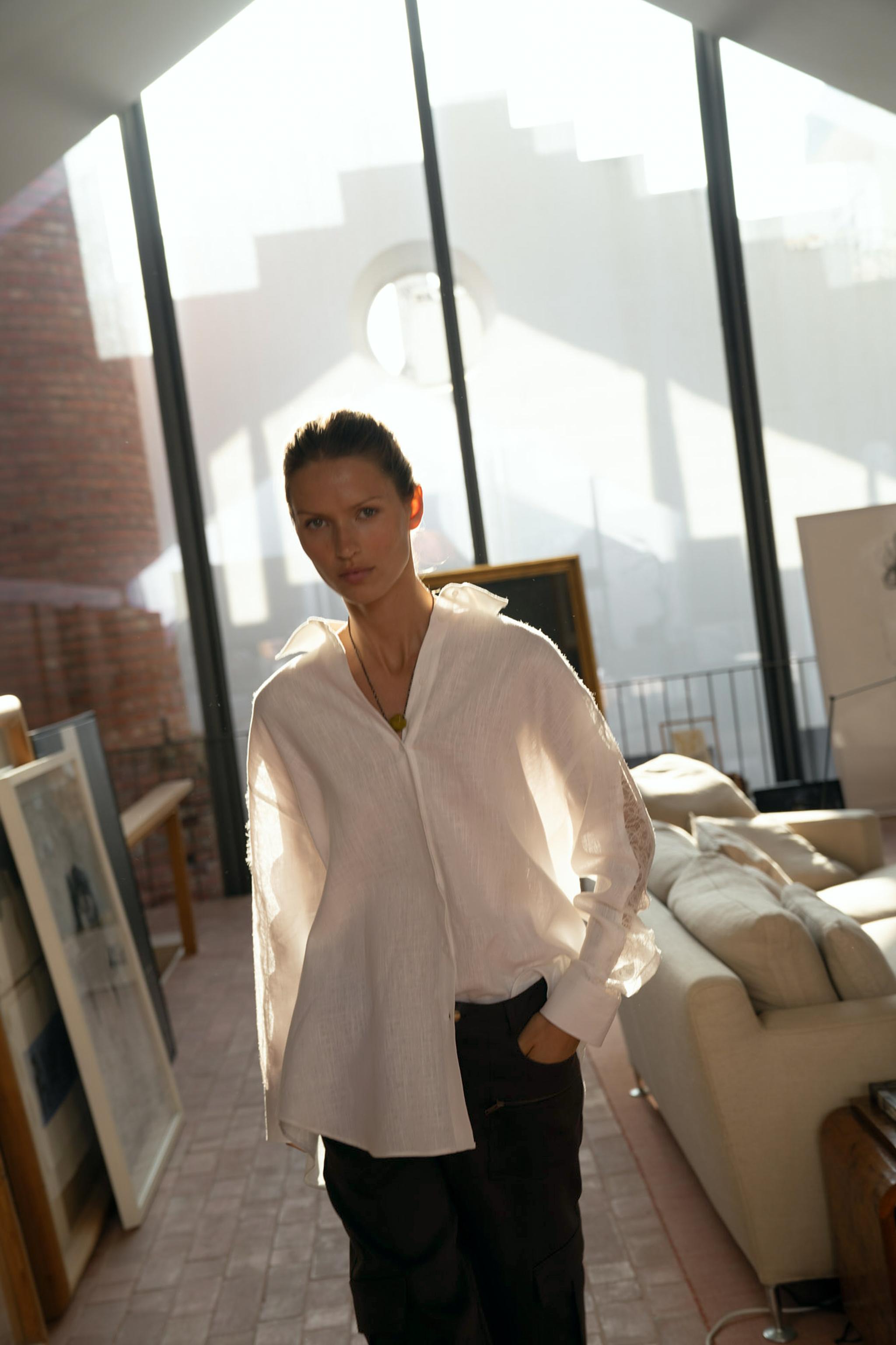 CHEMISE OVERSIZE DENTELLE ET LIN